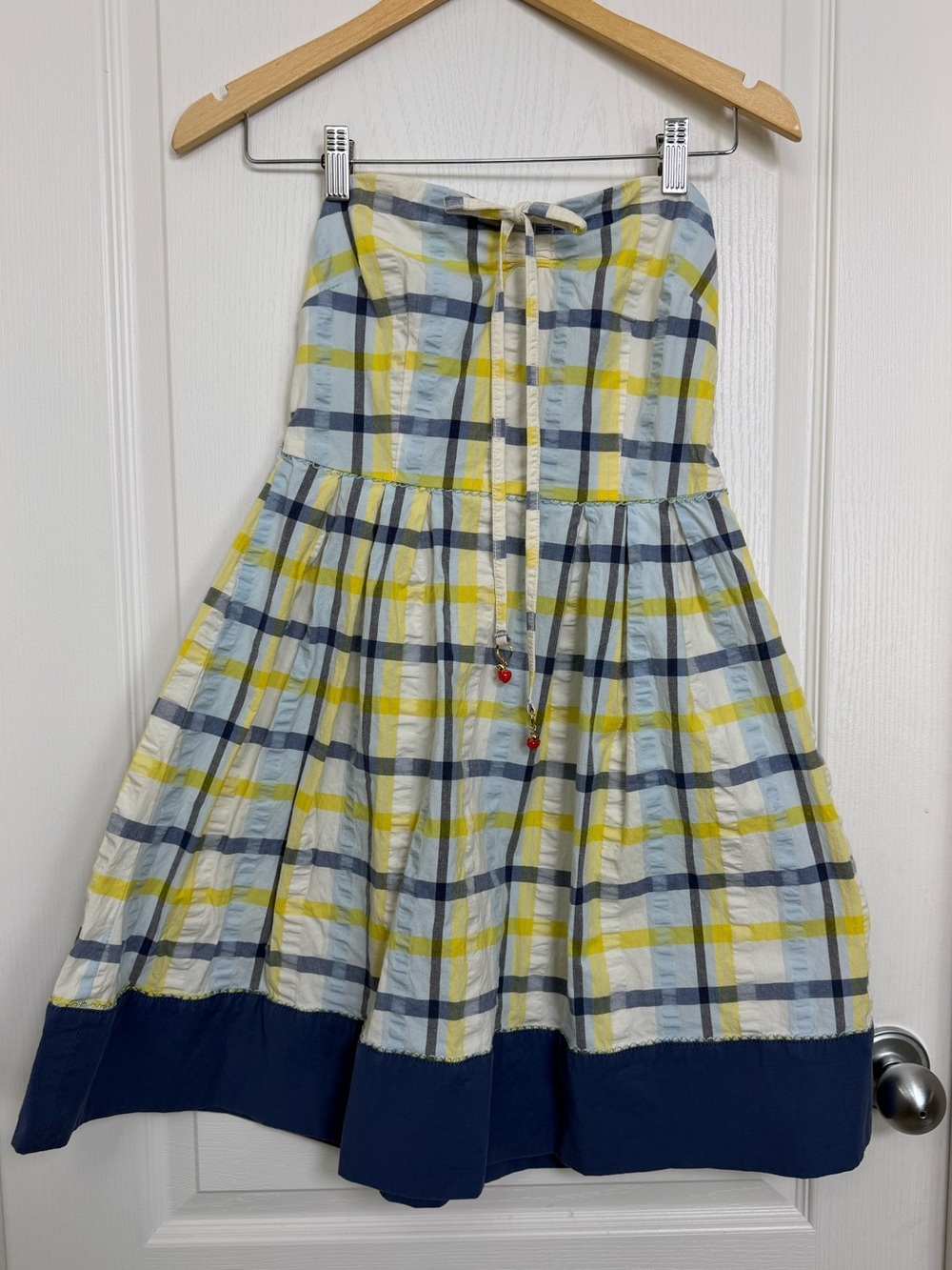 Vintage Y2K Juicy Couture Seersucker Madras Plaid Strapless Mini Dress Sz Small - Picture 3 of 10